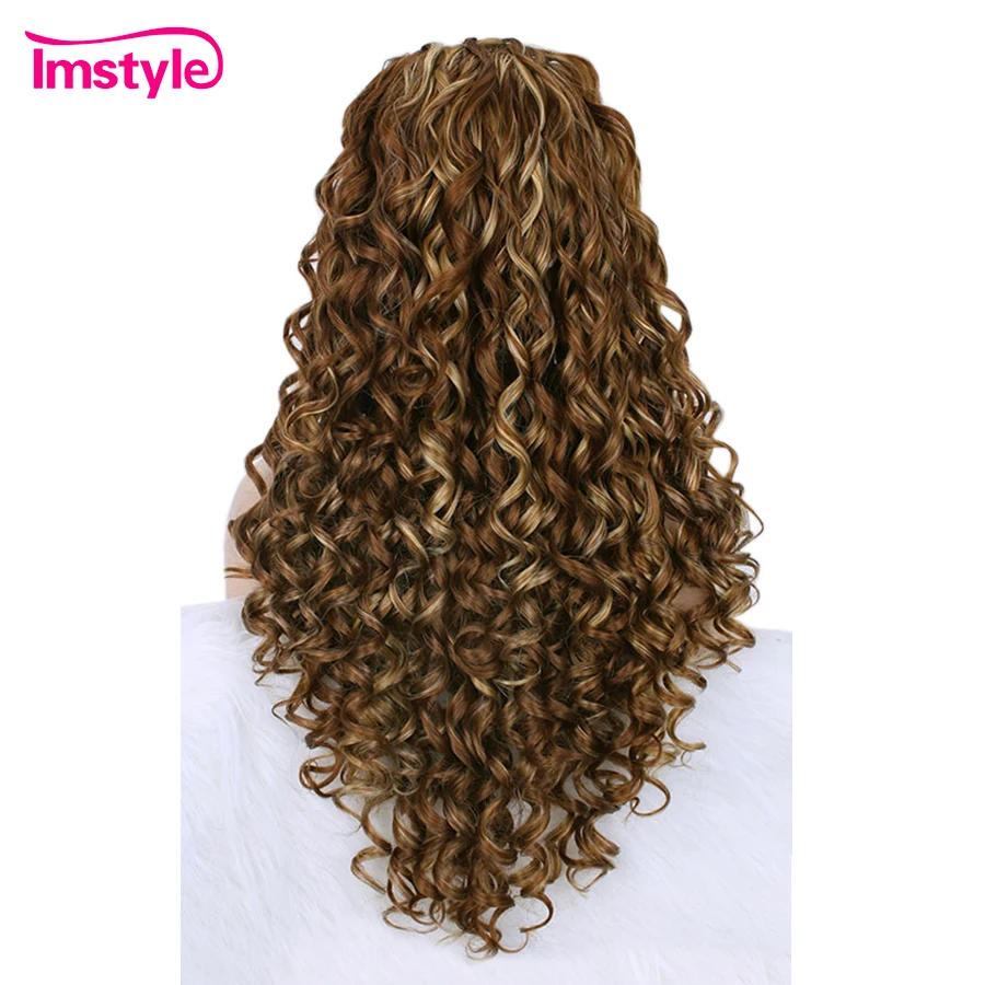 Imstyle кудрявые парики для женщин коричневый блонд смешанный синтетический парик