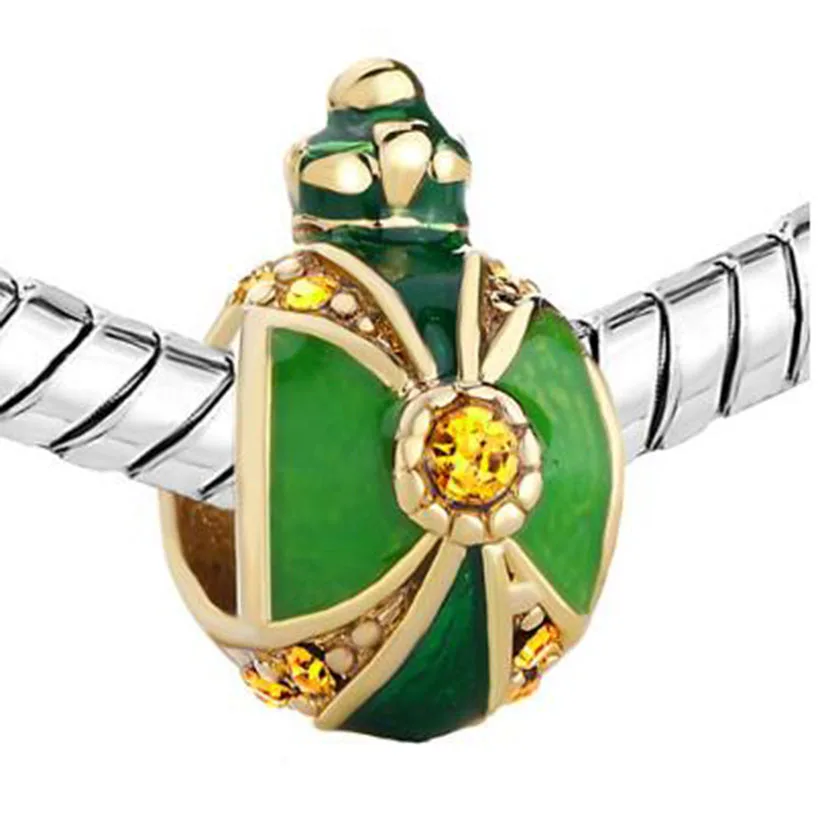 Fit Pandora charm bracelets Crown Peridot Light Crystal Faberge Egg Beads Charm Bracelets for jewelry making | Украшения и