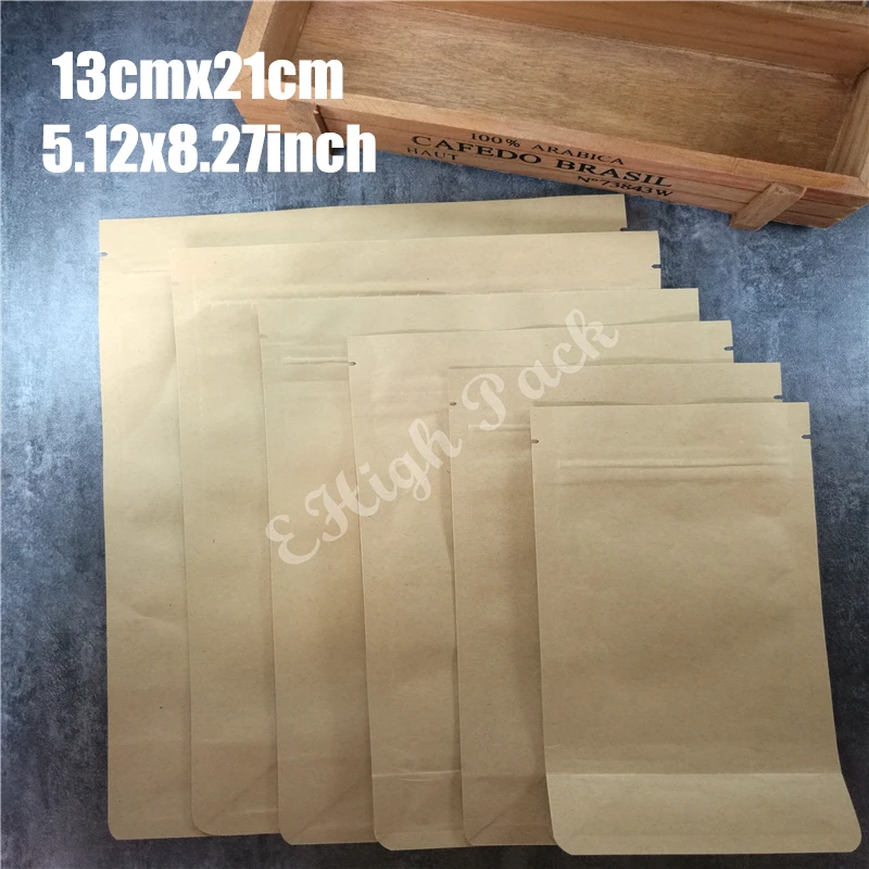 

13x21 см (5,12x8,27 дюйма) 50 шт./лот крафт-бумажный пакет для упаковки пищевых продуктов алюминиевые пакеты с замком для чайного печенья