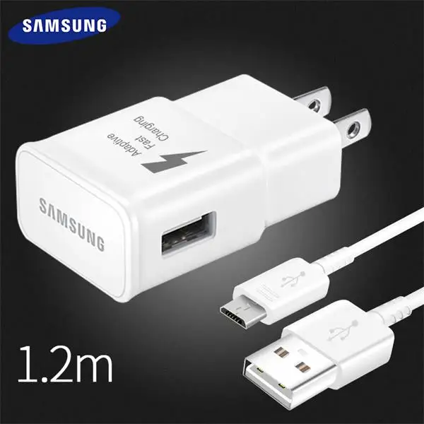 Samsung S 7s 6, быстрое зарядное устройство,, для samsung Galaxy S6 S7 edge Plus, 1,2 м, Micro USB кабель, Note4, 5 edge, A8, A9, 15 Вт, адаптивная - Тип штекера: US Charger and cable