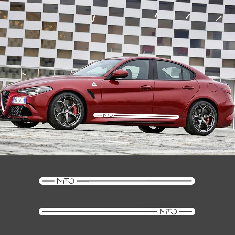 2PCS Vinyl Decal Door Side Skirt Strip Car Body Customized Stickers Sport Styling For Alfa Romeo Stelvio Giulia 4C Giulietta | Автомобили