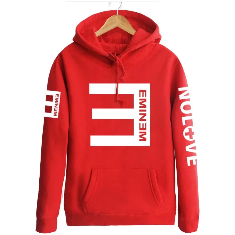 Зимние мужские флисовые толстовки 2021 утепленный пуловер с принтом Eminem свитшот