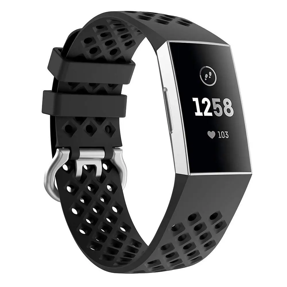 Модный спортивный дышащий силиконовый ремешок для часов браслет Fitbit Charge 3