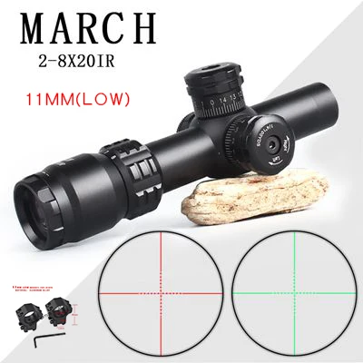 2-8X24 IR 11MM(LOW) Охотничий оптический прицел 2-8x20IR Riflescope Регулируемый зеленый красный точечный охотничий светильник тактический прицел оптический прицел - Цвет: 2-8X24 IR 11MM(LOW)