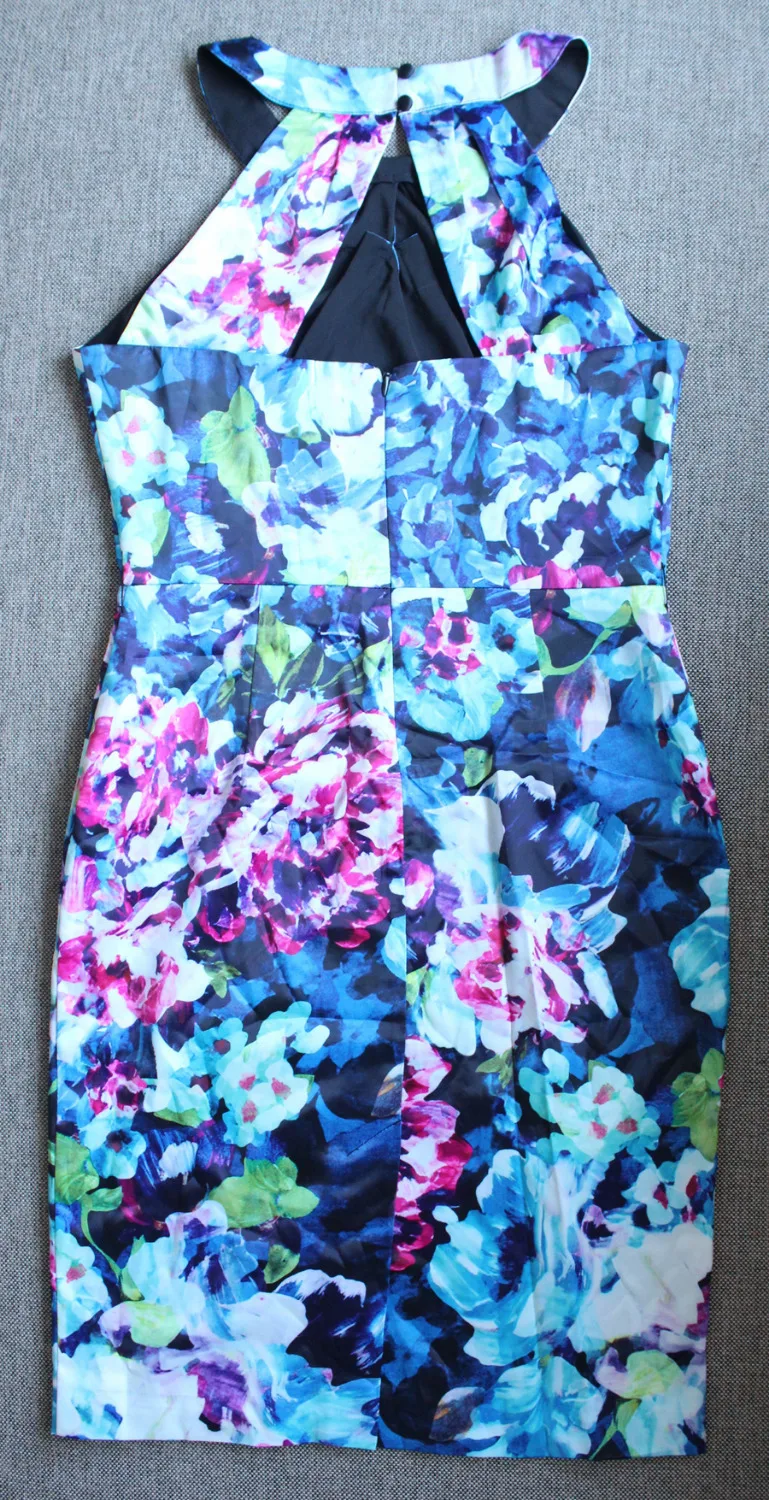 Purple floral Print halter back open casual Fashion cocktail/formal/party/prom Dress CT6099-Free Shipping | Женская одежда