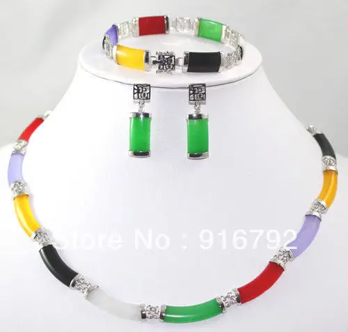 women good Wholesale pretty Multi-Coloured Jade bracelet earring pendant set | Украшения и аксессуары