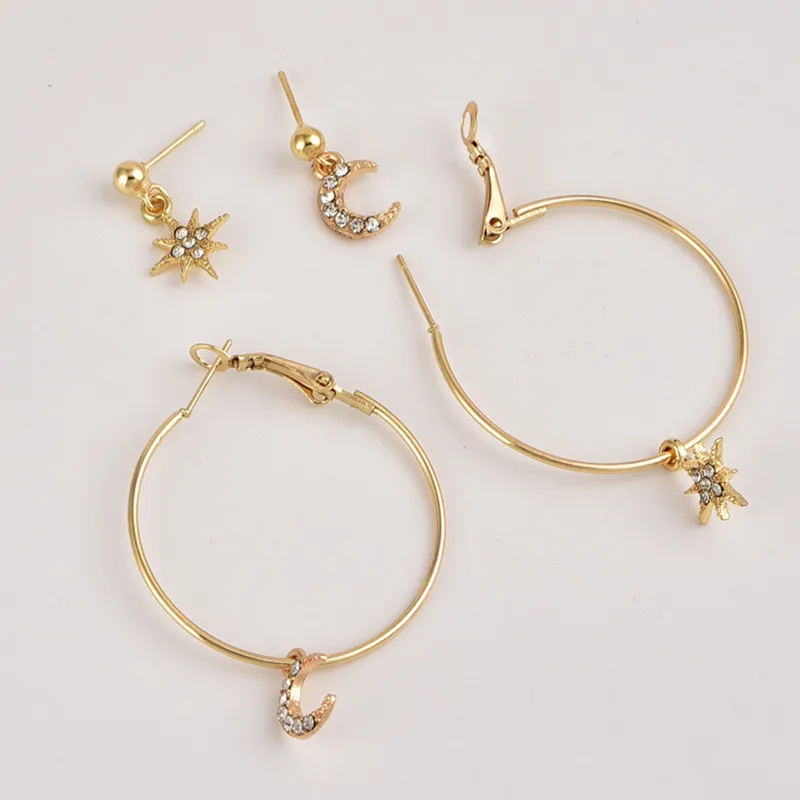 Новые модные серьги пентаграмма в Корейском стиле креативные со звездами