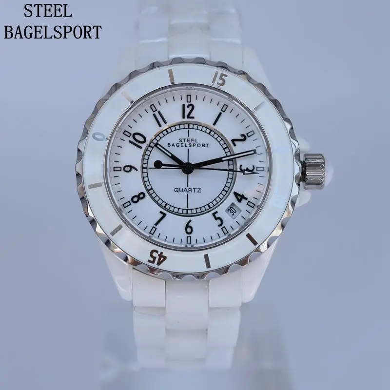 Часы наручные женские с керамическим ремешком классические брендовые