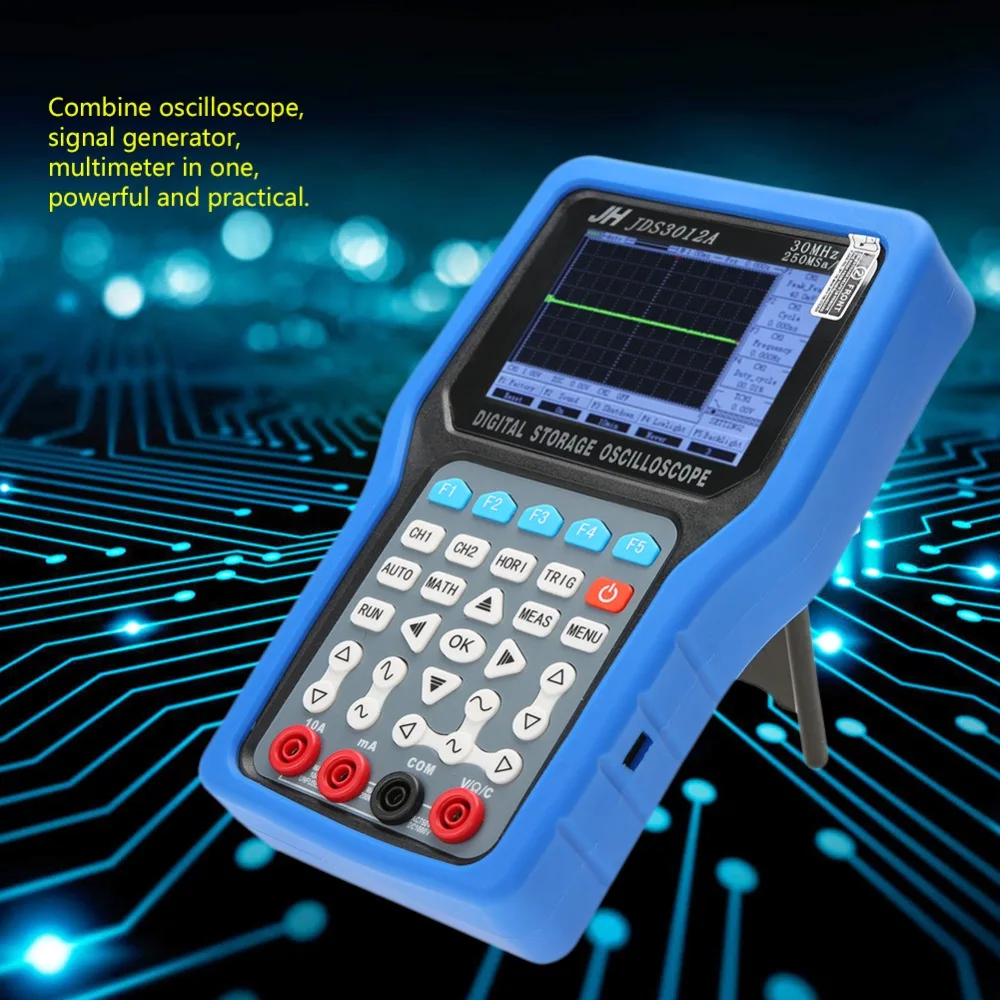 Jinhan JDS3012A цифровой портативный осциллограф 250MSa/S 30 МГц 2CH осциллограф с 6000 мультиметр AC100-240V генератор сигналов
