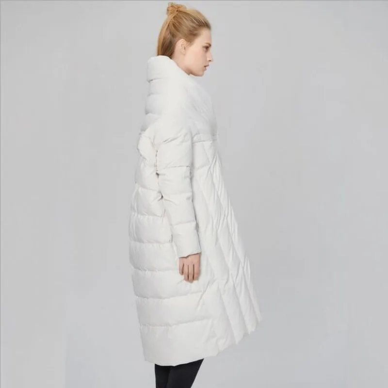 Высококачественная пуховая парка 2018 Новая Модная на белом утином пуху Длинная