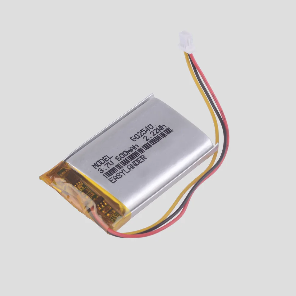 Перезаряжаемый литий-ионный полимерный аккумулятор JST1.0mm 3pin 602540 3 7 V 2.2wh 600mAh для
