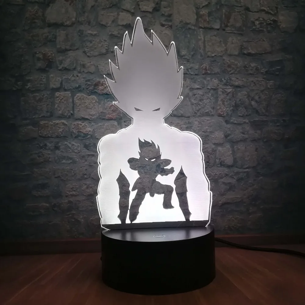 Dragon Ball Goku Супер Saiyan фигурка 3D лампа светодиодный ночник 7 цветов сенсорный стол декоративное освещение для дома подарок на день рождения мальчика
