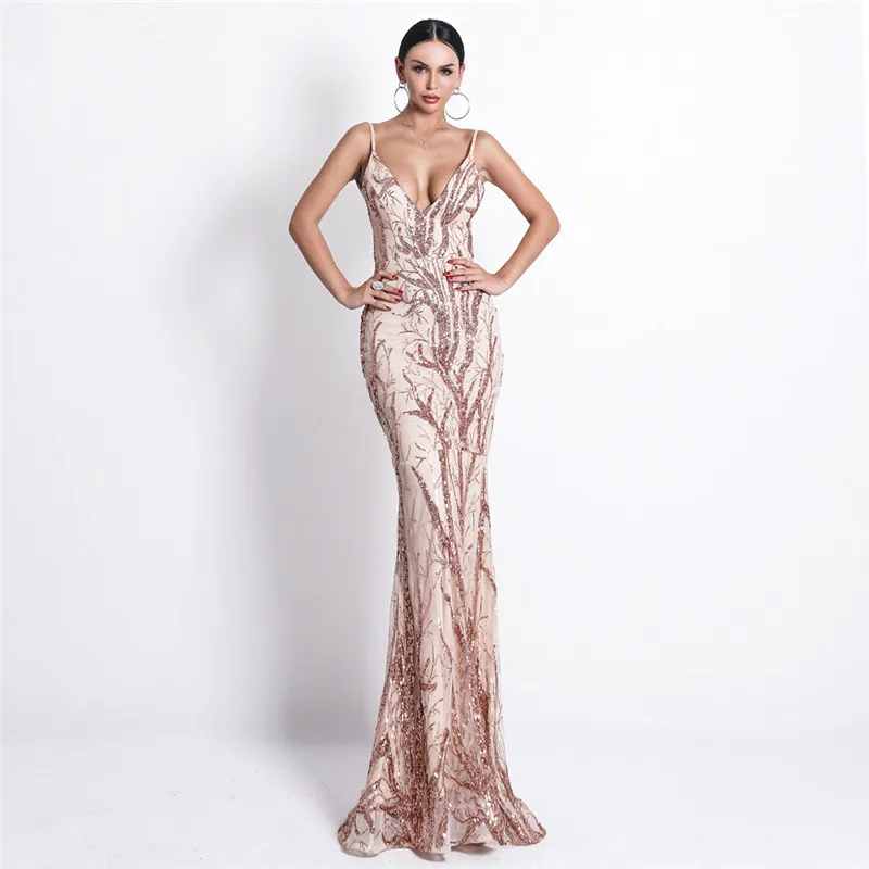 

Brilliant dress Woman Summer Women Sexy Deep V Off Shoulder Sequin Dresses Female Backless Elegant Maxi Party Vestdios