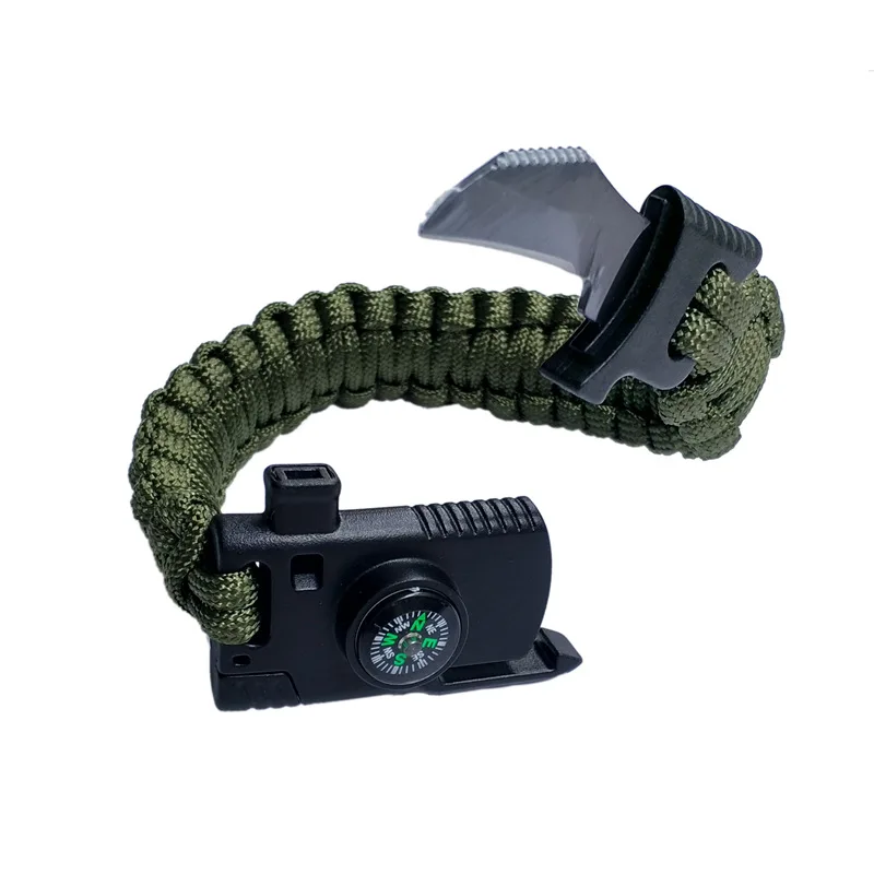 Army Green Открытый браслет для выживания для мужчин и женщин Плетеный Паракорд туристический походный спасательный аварийный Веревка Браслеты компас свисток нож - Цвет: Army Green