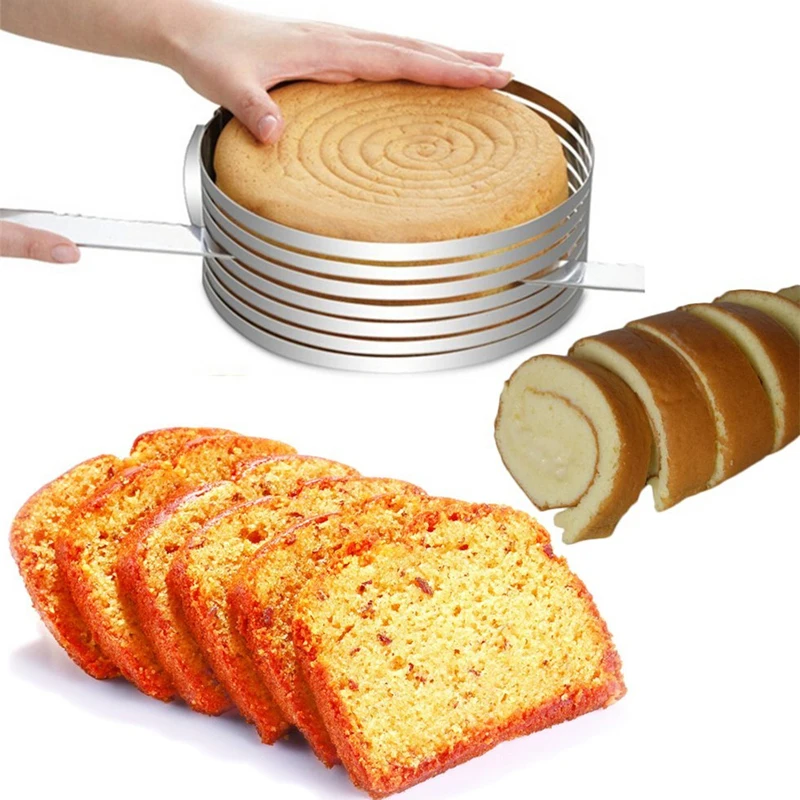 

Adjustable Round Bread Cake Cutter Slicer 6 Layers Stainless Steel Bread Cutter Slicer Mousse Ring Mould Bakeware Baking Tool