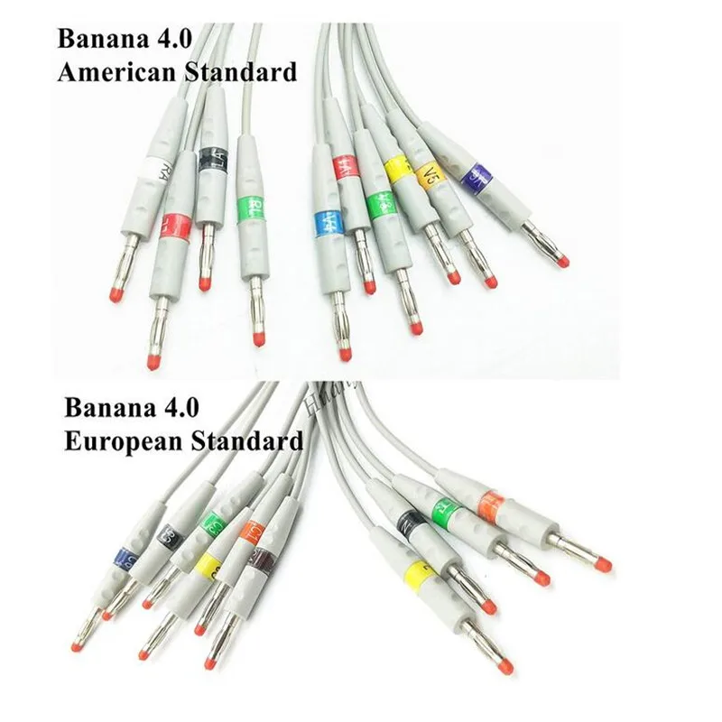 Совместимость для Nihon kohden 9010/9020/9620 кабель ECG с 10 ЭКГ проводам (без resisitor ) дБ 15pin Banana 4