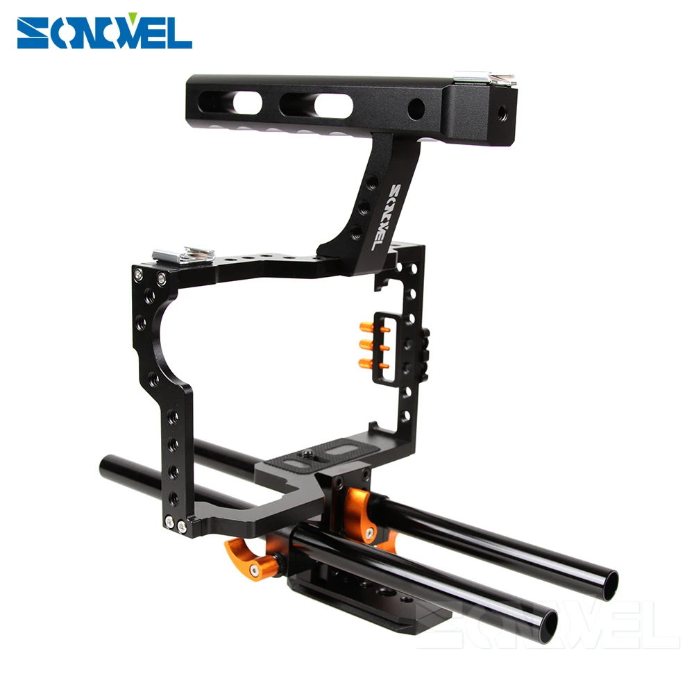 Sonovel 15 мм Фиксатор для стойки DSLR каркас для крепежа видеокамеры комплект стабилизатор+ Топ влево/вправо ручкой Ручка для Sony A7 II A7RII A7SII A6300 A6000/GH4/EOS M5