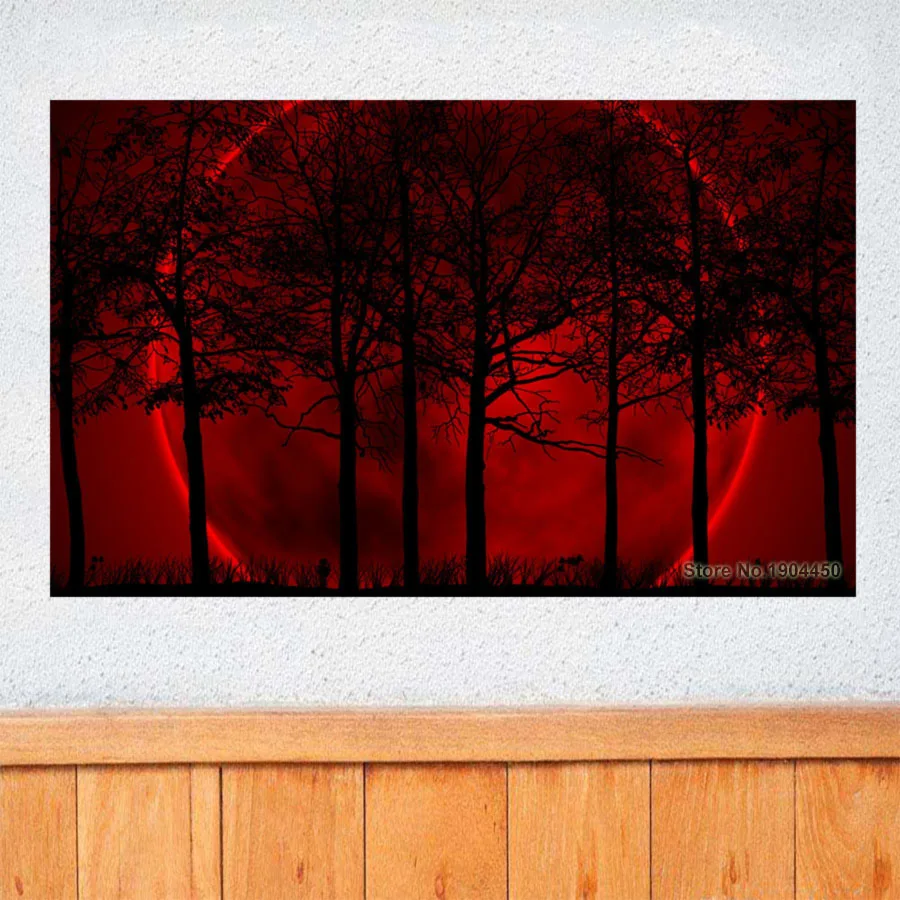 Безрамочная холстовая живопись Черное дерево Пейзажная картина HD Печать Художественный плакат для украшения гостиной дома.