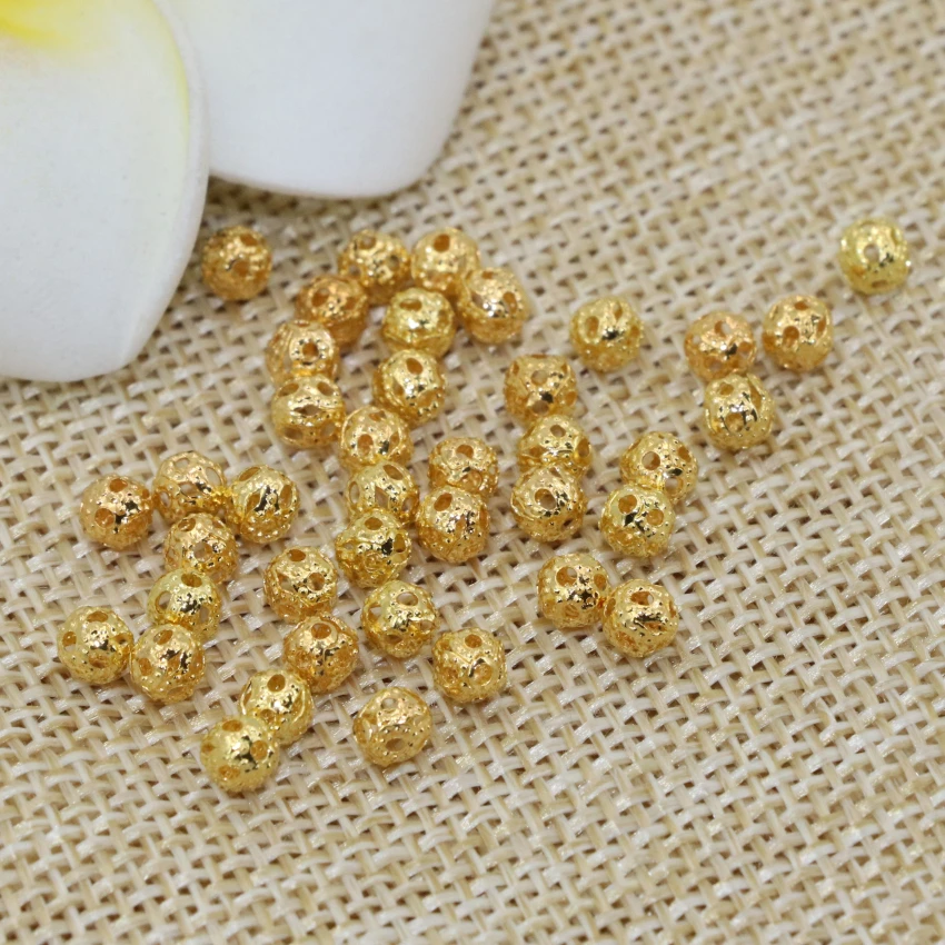 Оптовые цены высококачественные аксессуары золотого цвета 4 мм Круглые