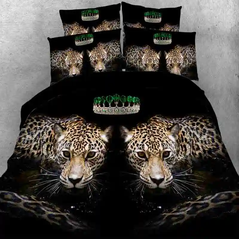 Free shipping 3d leopard wolf elephant dog lion bedding set 1 duvet cover&2 pillow cases twin/full/queen/king/super king size | Дом и сад