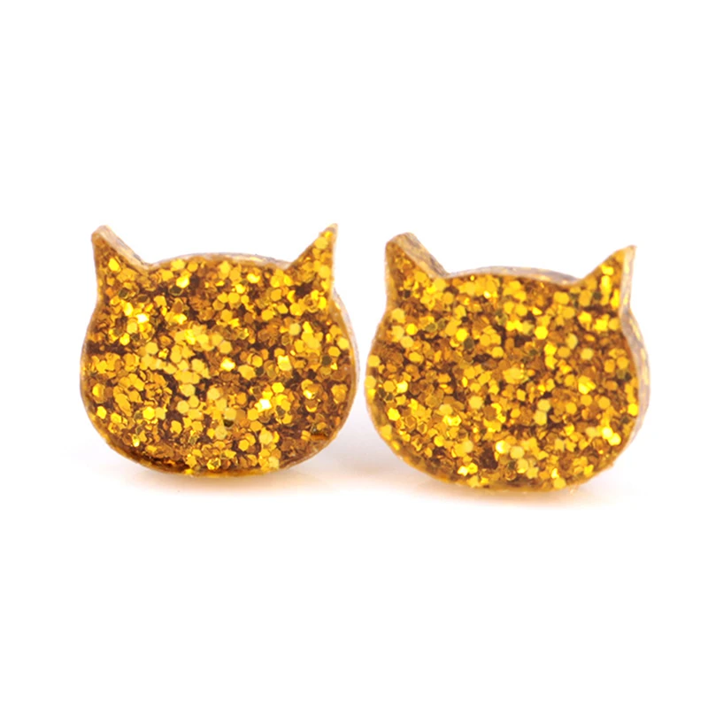 Модные цветные женские серьги пусеты с кошачьим лицом милые в виде животных