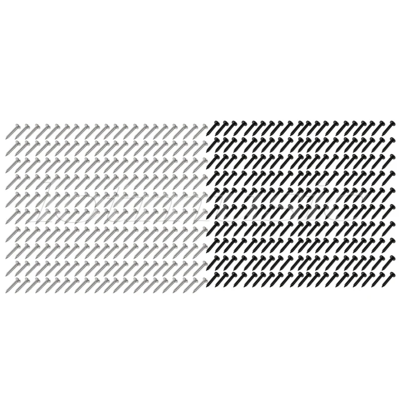 

Screws for Guitar Bass Pickguard Back Plate Tuning Pegs Jack Chrome and Black Pack of 400