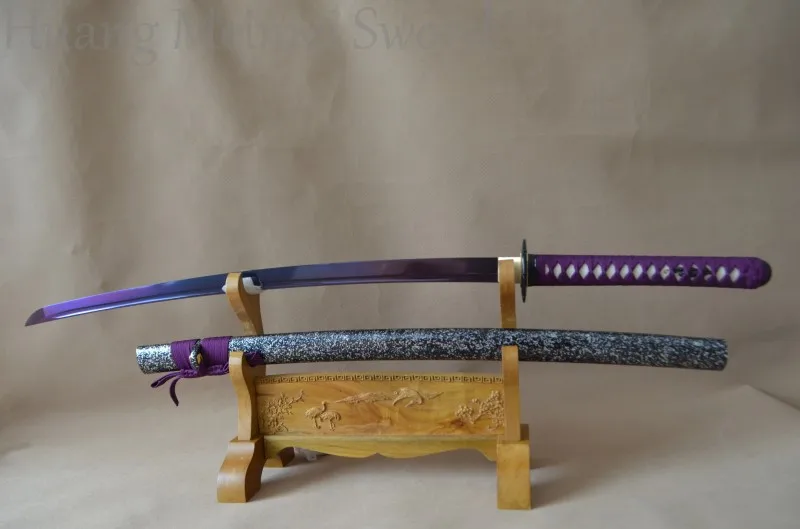 

Customized Japanese Katana Sword DAMASCUS Folded Steel Purple blade New Style