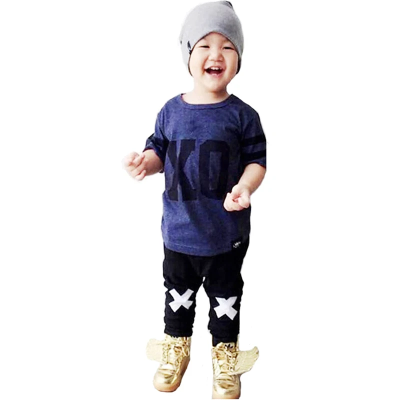 Новинка 2017 летний стильный комплект одежды для маленьких девочек футболка с