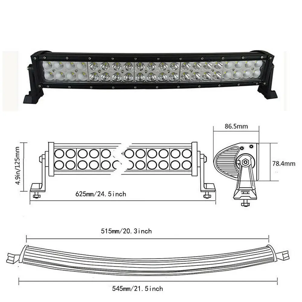 Cuved 22/32/42/50/5" дюймовый 120W 180W 240W 288W 300 Вт внедорожный светодиодный рабочий светильник бар для трактора лодка 4WD 4x4 автомобиль, грузовик ATV внедорожник