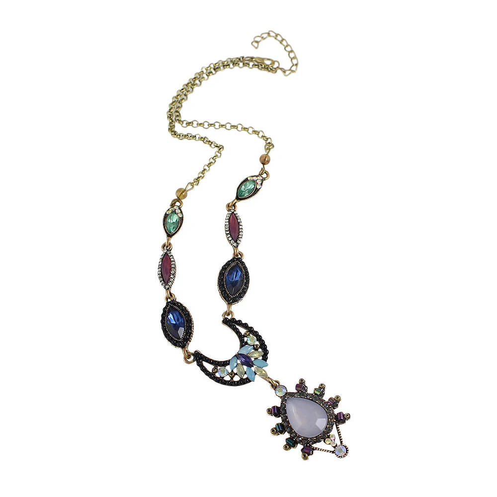 Jufee богемный Стиль Collier Femme разноцветными стразами цветок капли воды кулон