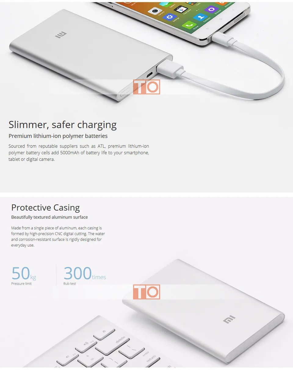 Оригинал xiaomi зарядное устройство 5000 мАч Ultra Slim 9.9 мм usb выход для телефонов колодки