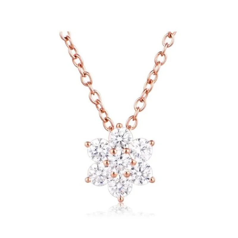 18 K золото роскошная хрустальная Снежинка ожерелье s& Подвески подлинный 18 K AU750 ожерелье аксессуар подарок для женщин