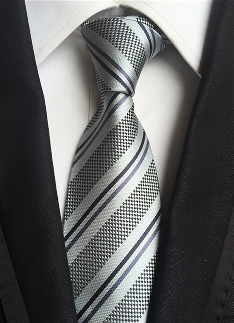 SCST новые брендовые шелковые галстуки в полоску с серебряным принтом для мужчин