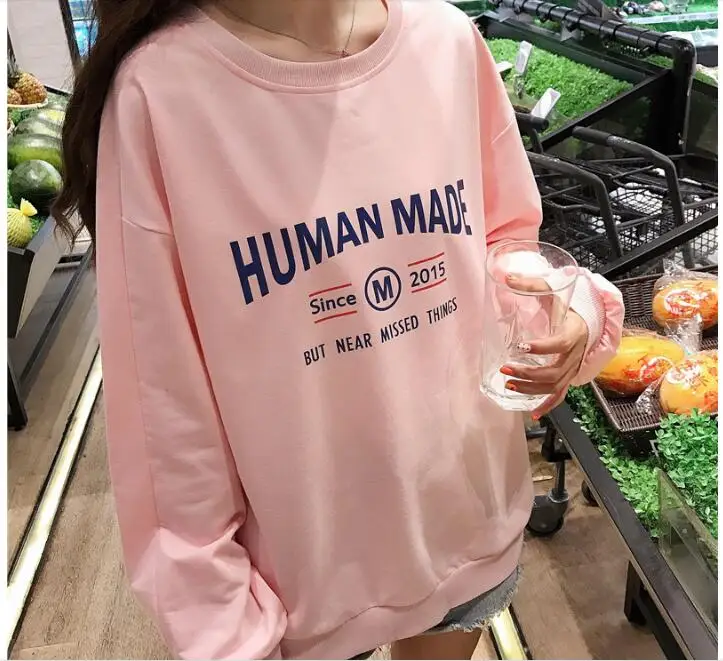 Осенняя Толстовка Femme корейский стиль Ulzzang Harajuku тонкие свободные толстовки женские повседневные Пуловеры с длинными рукавами толстовки Топы