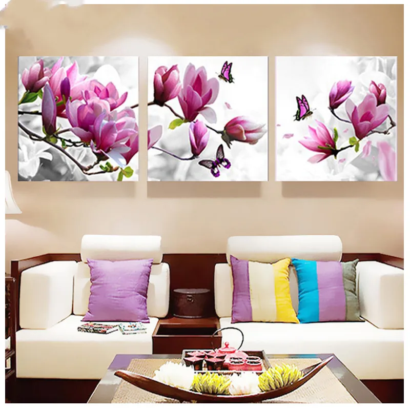 ВЕРТИКАЛЬ триптиха алмазная картина Магнолия вышивки диаманта цветок Алмазная