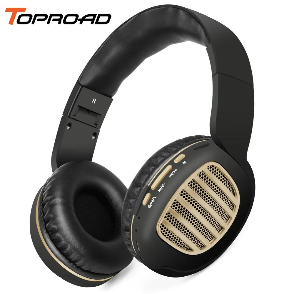 TOPROAD Bluetooth гарнитура Беспроводные стерео объемный звук наушники Поддержка FM радио TF AUX Hanndsfree для мобильного телефона ПК