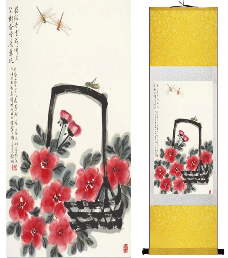 Традиционная картина с птицами и цветами украшение для дома офиса китайская