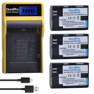 3 Battery Set 2 шт. LP-E6 LP E6 Аккумулятор для камеры+ ЖК-Зарядное устройство USB для Canon EOS 5DS R 5D Mark II 5D Mark III 6D 7D 60D 60Da 70D 80D DSLR EOS 5DS - Цвет: 3 Battery Set
