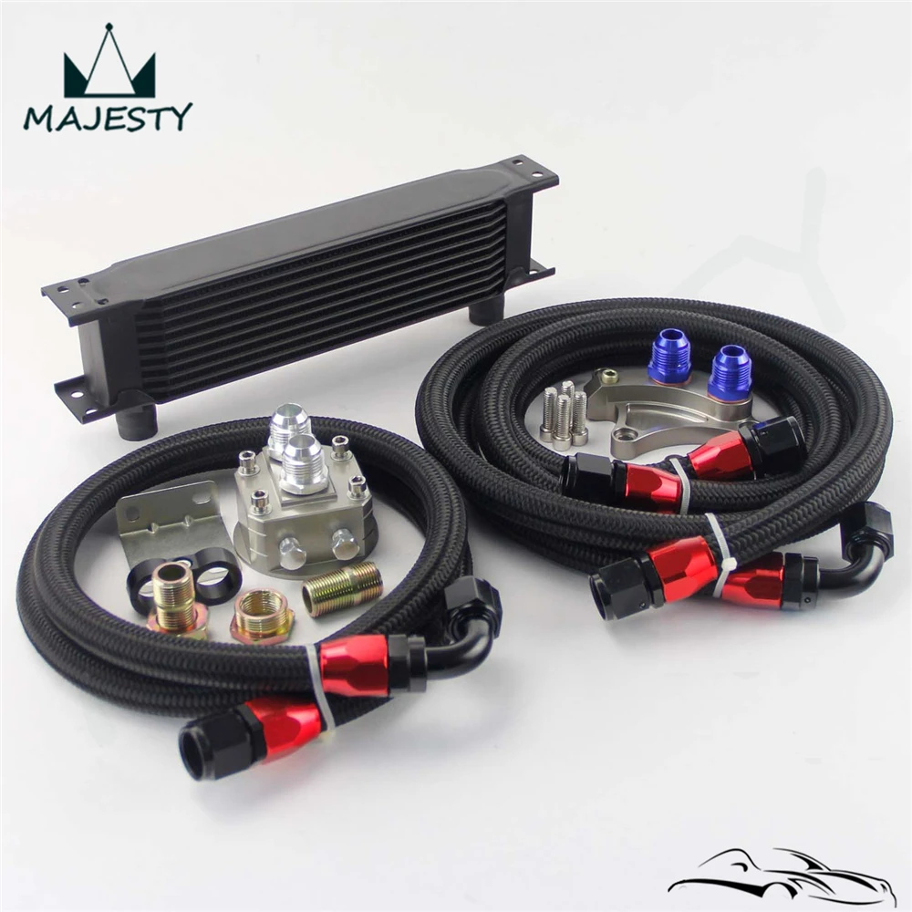 Набор масляных кулеров 10 рядов для N * ISSAN S ilvia S13 S14 180SX 200SX 240SX SR20DET TURBO Black|oil cooler kit|cooler