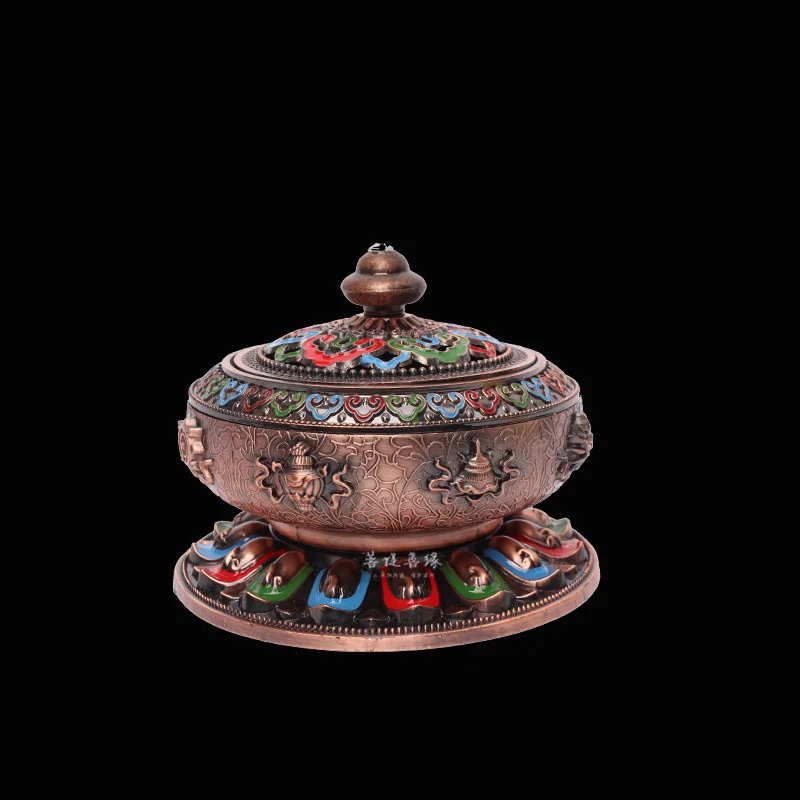 Тибет Буддизм ручная роспись восемь благоприятный горелка для благовоний в виде