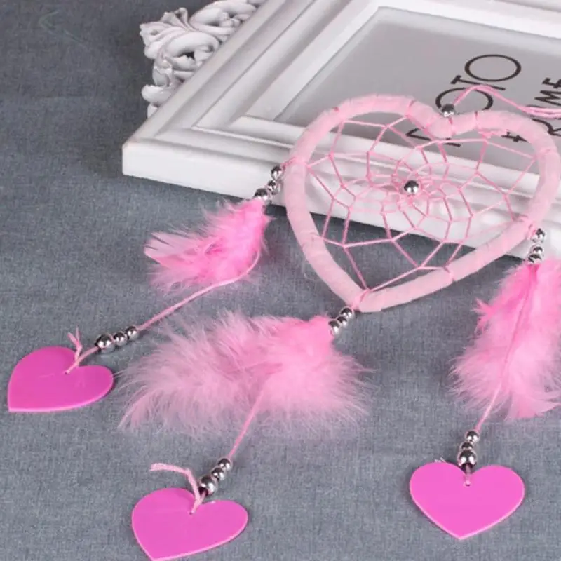 Ручная работа Ловец снов Розовый Фиолетовый Перья сеть Ловца для автомобиля