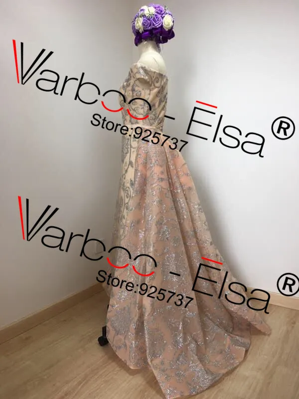 VARBOO_ ELSA Silver Glitter Sequins Mermaid Evening Dress 2021 Arabic Dresses Detachable Train Gown Muslim | Свадьбы и торжества