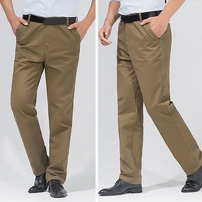SHUJIN PuimentiuaAutumn Solid Loose Straight Men's Casual Pants Long Trousers Waist Pants Men Plus Size Cotton pantolon erkek