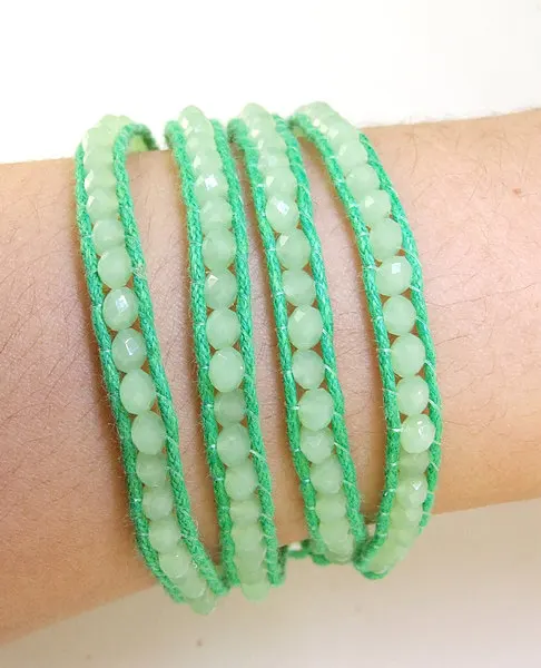 

Браслет с опаловым зеленым кристаллом, ограненный браслет с линией, плетеные пуговицы ручной работы, новейшие ювелирные изделия, Модный женский браслет