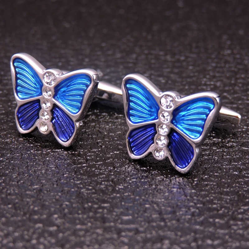 

Модные мужские французские запонки DY The new, высококачественные красивые запонки из меди с синей эмалью