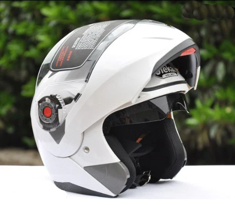 JIEKAI105 moto rcycle двойные линзы безопасные шлемы moto флип-ап точка ECE наклейка на шлем солнцезащитные очки Undrape лицо сочетание - Цвет: Белый