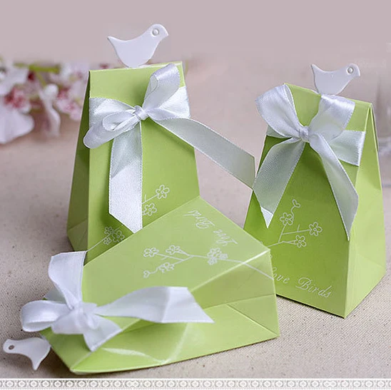 Зеленая и синяя Свадебная коробка для конфет персонализированные подарочные