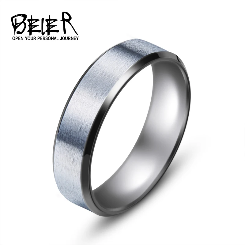 silver colour Одежда высшего качества Для мужчин бренд Уникальный Нержавеющая сталь скучный польский простое кольцо Блеск три Цвет BR-R075 - Цвет основного камня: silver colour