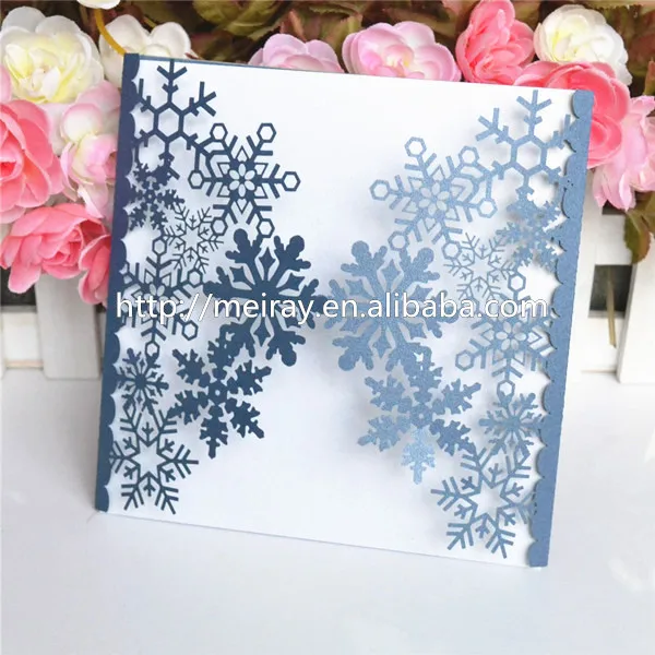 Свадебные открытки для зимы темно синие/морские синие лазерные вырезанные