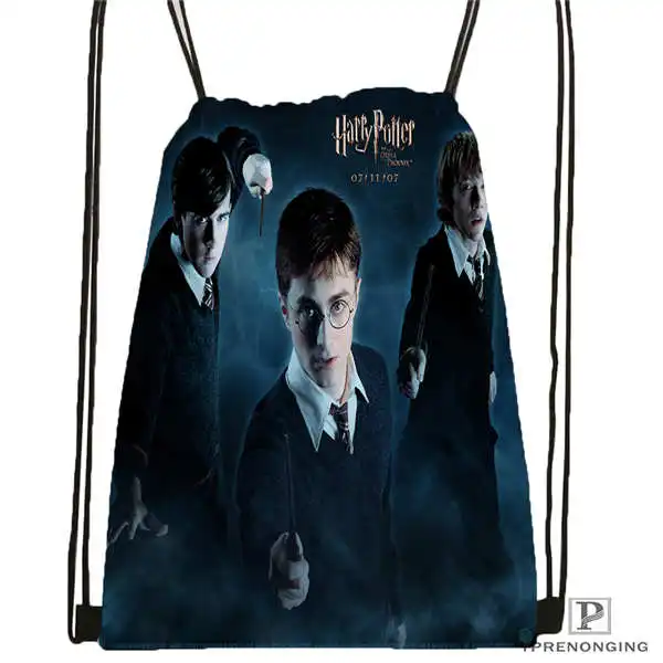 Изготовленный На Заказ harry_potter_artwork_ походная сумка на шнурке милый рюкзак для детей(черная спинка) 31x40 см#2018611-24 - Цвет: Drawstring Backpack